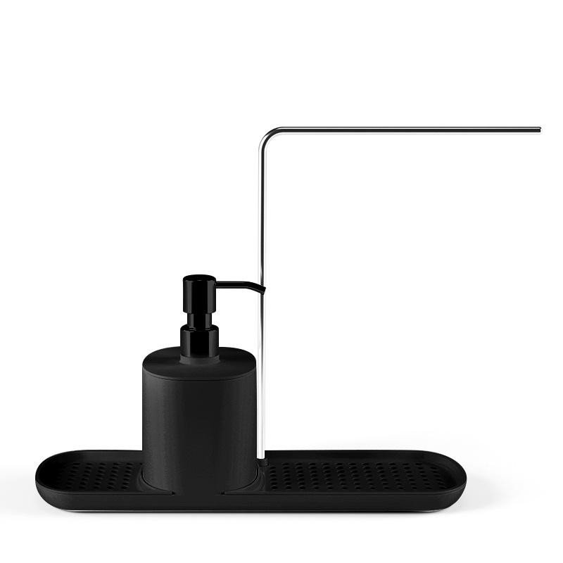 Caja de jabón de prensa manual, estante de drenaje de cocina, detergente de acero inoxidable, caja de jabón de escritorio