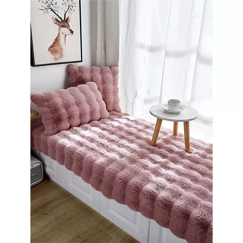 仿兔毛绒飘窗垫窗台垫阳台垫子2024新款榻榻米毛绒坐垫毯子可拆洗