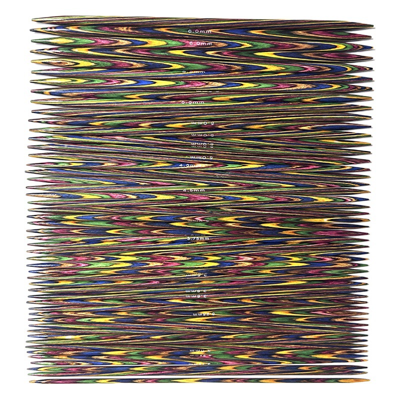 Herramientas de tejer suéter aguja de palo de doble punta aguja de suéter de madera de color 20CM conjunto de 10 bolsas de La Pu