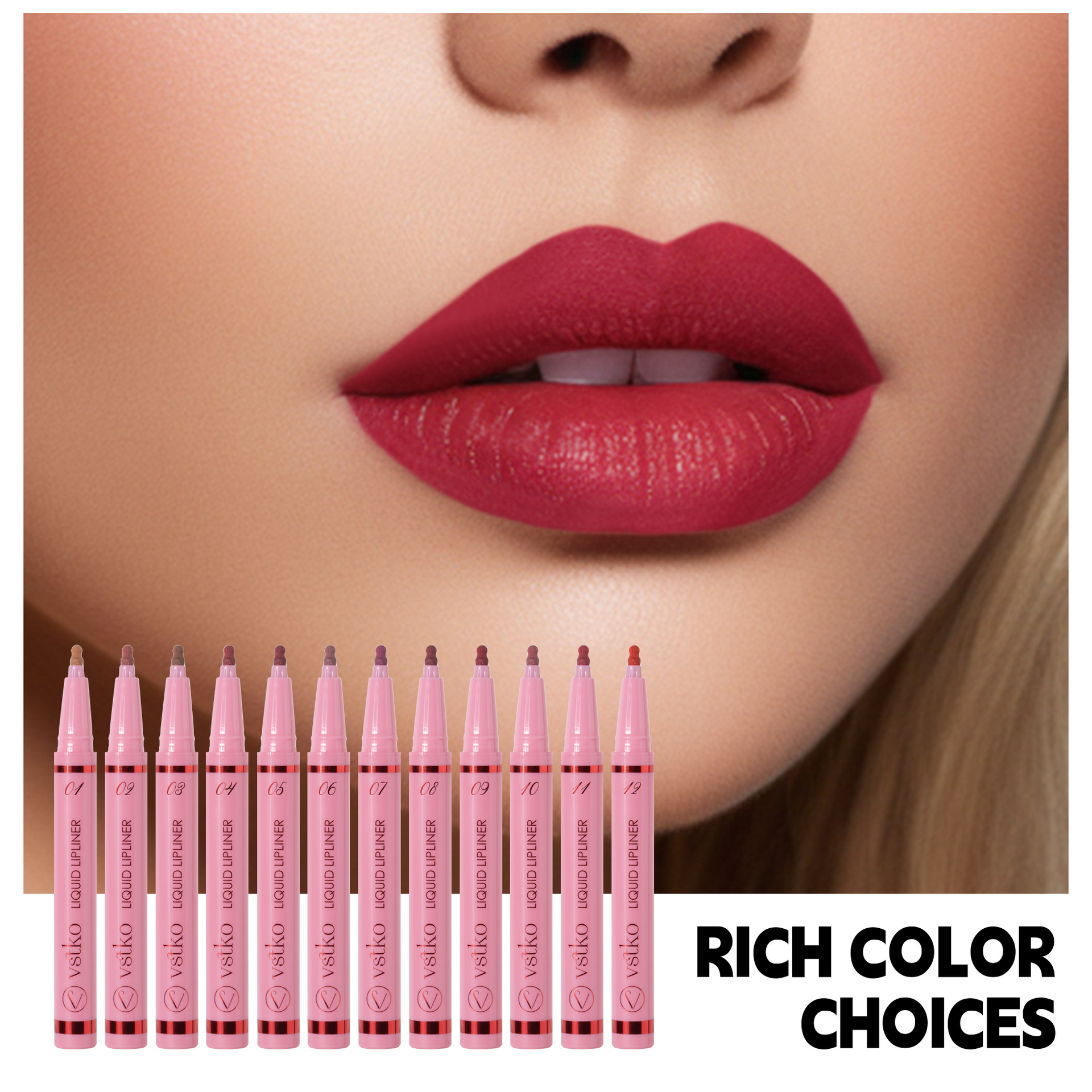 VSTKO Cross-border Gourd-tipped liquid Lip Liner Pen Set Matte, easy-to-color, waterproof and long-lasting nude Lipstick pen undefined