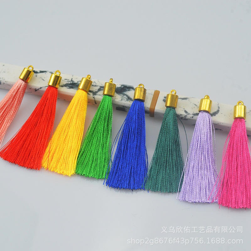 6cm Headwear Alloy Plastic Cap Earrings Tassel Fringe Ice Silk Clothing Sachet Hanging Tassel Accessories Weight Accessories
