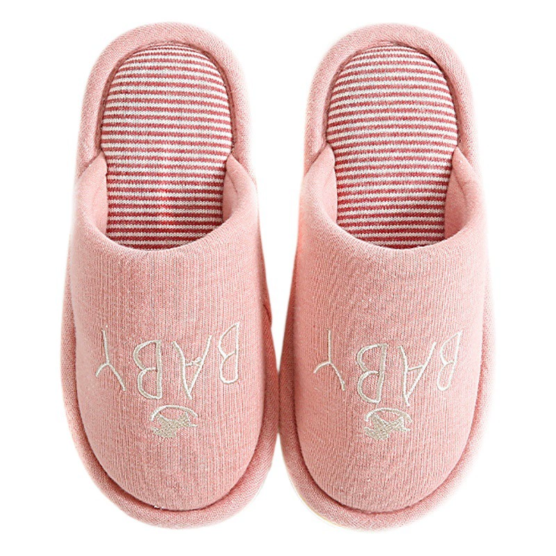 Семейство домашних тапочек с вышивкой из трех букв, домашние Нескользящие Детские туфли для больших детей, хлопковая высокоэластичная домашняя обувь