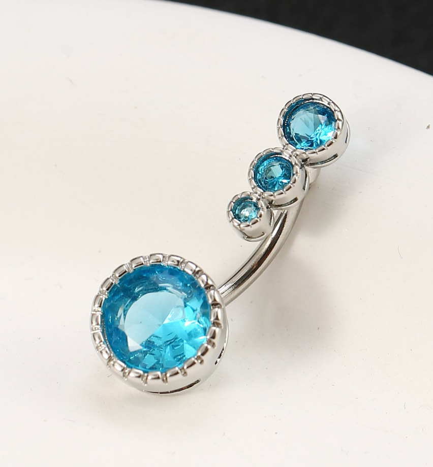 Piercing de nombril élégant en acier inoxydable avec diamant_voghion.com
