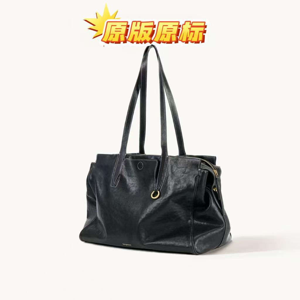 Songshan Trace Series Vegetable Tanned Cowhide New Tote Large Capacity Travel Bag Shoulder Commuter Bag For Women - Thumbnail 7