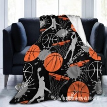 法兰绒艺术运动人们打篮球酷炫图案毛毯客厅卧室沙发办公午休盖毯