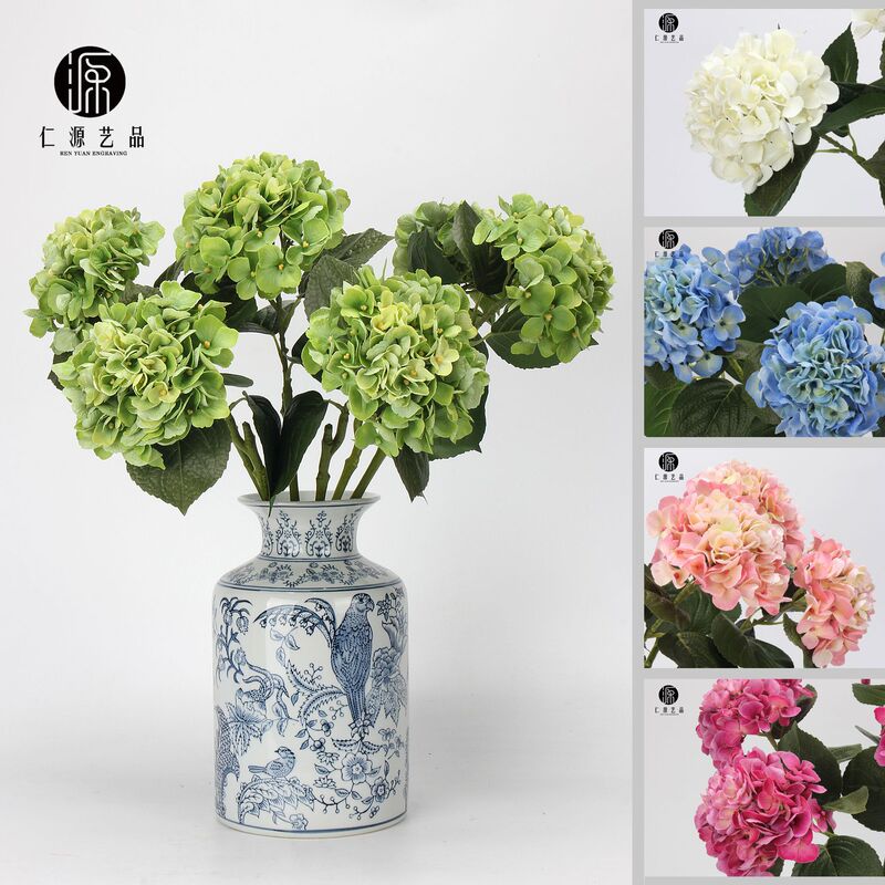 Factory direct artificial flower 3D feel moisturizing large hydrangea wedding decoration floral hotel Decorative Film fake flowers