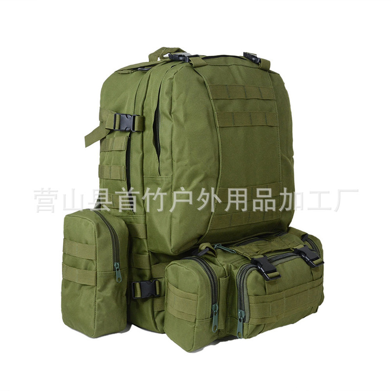 Factory Supply First Bamboo 55L Camouflage Mountaineering Outdoor Combination Backpack Polyester Riding Sports Backpack