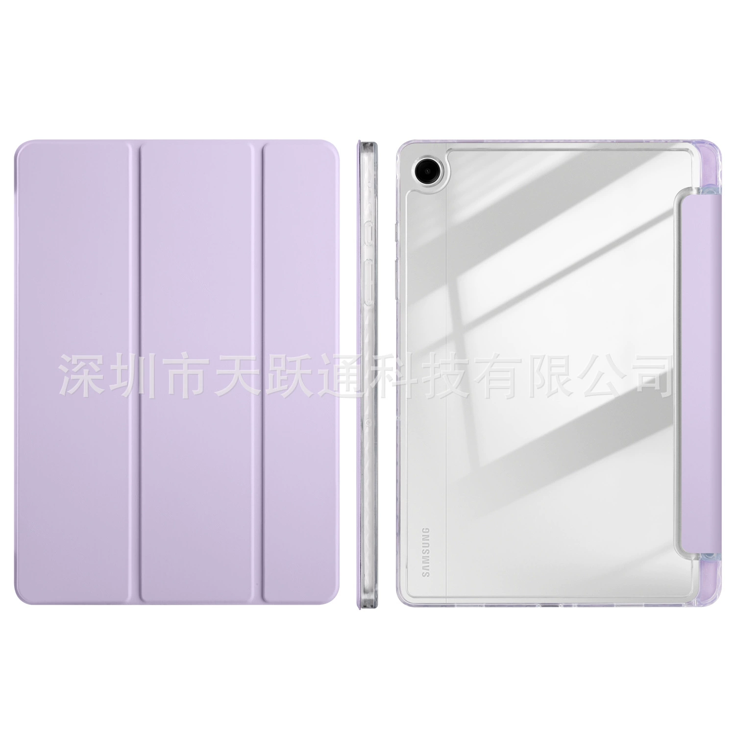 Подходящий защитный чехол из акриловой тройной складной для Samsung Galaxy Tab A9 Plus S10+ с высокой проницаемостью и отделением для ручки