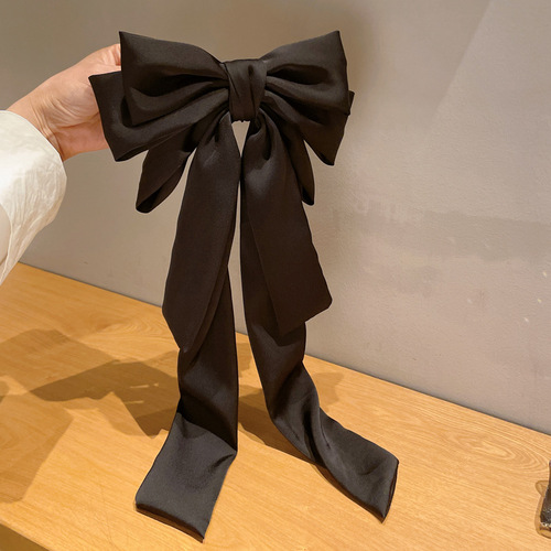 Long hair and waist ~ black big bow ribbon hairpin women's high-end back head headdress top clip Yiwu jewelry