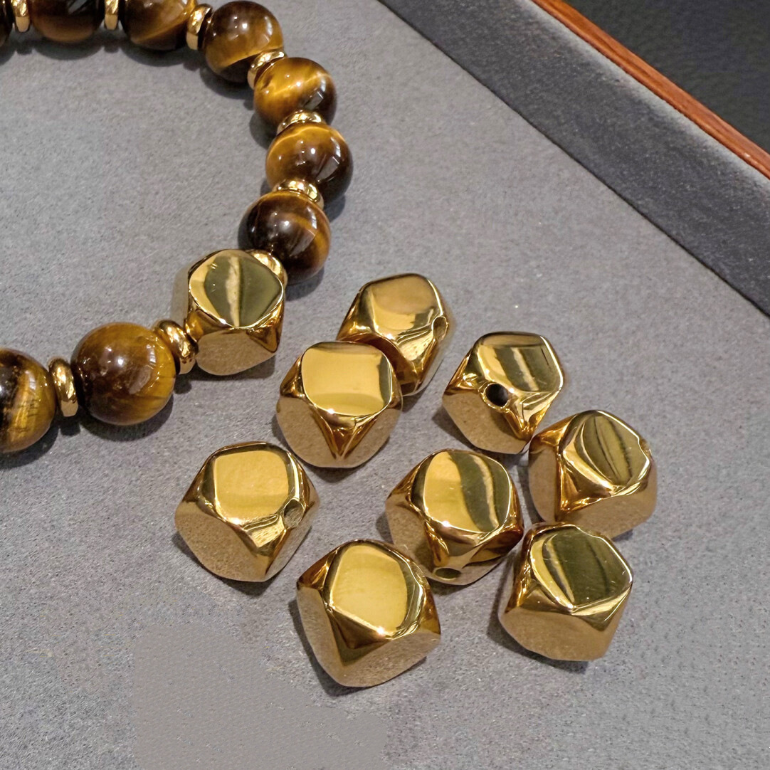 14K Gold-Filled Color-Preserving Crystal DIY Accessories Irregular Octagonal Spacer Beads Bracelet Necklace Beaded Jewelry Accessories