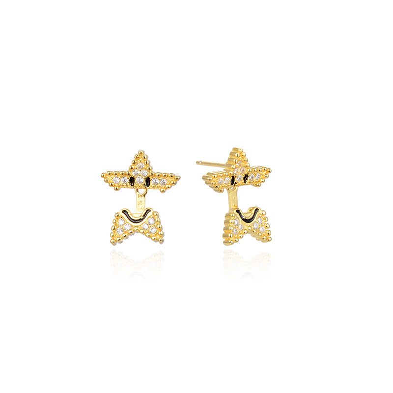 Pequeña estrella S925 pendientes de plata esterlina joyería creativa diseño nicho estilo coreano personalizado chapado en oro pendientes para las mujeres