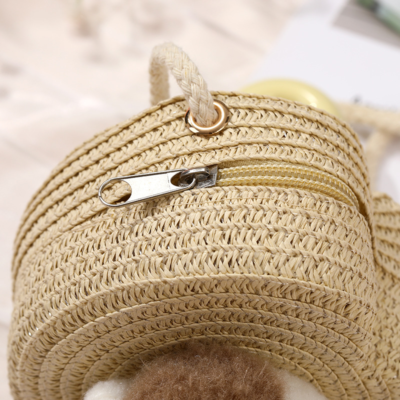64g Weight Weave Fashion Element Zipper Closure Type Single Shoulder Strap Strap Type Straw Bag Bags Type Casual, Holiday Occasion Straw Material Animal, Cartoon Pattern Spring&Summer Season Kid'S Gender Cute Style Round, Heart-shaped Shape Kid'S Straw Animal Cartoon Cute Weave Round Heart-shaped Zipper Straw Bag 27