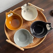 出口原單日式卡通浮雕陶瓷碗兒童碗家用醬料碟調味碟小碗味碟