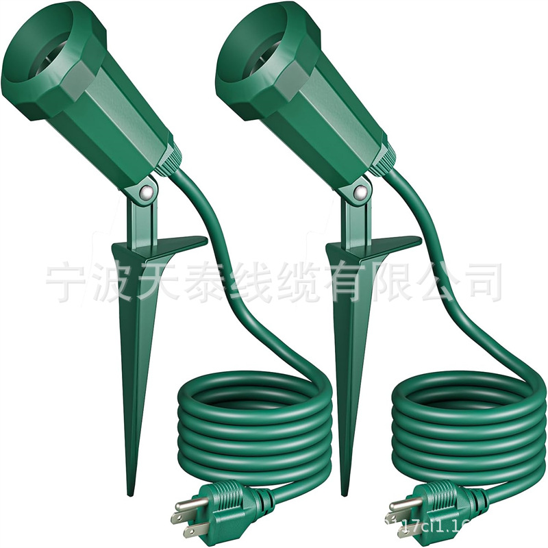 圣诞聚光灯户外插头带 6 英尺电源线,120 伏防风雨户外泛光灯,E26