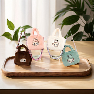 Cross-Border New Storage Handbag Large Capacity Student Plush Bag Cute Labubu Bag Shoulder Bag Girly Heart