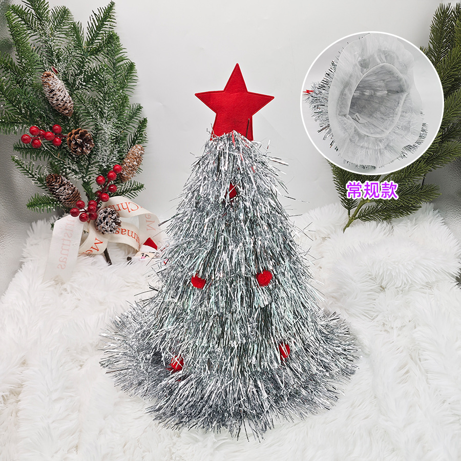 Navidad Sombrero del árbol de Navidad verde cebolla seda Sombrero de Navidad columpio mágico verde madder lana raya Sombrero de Navidad