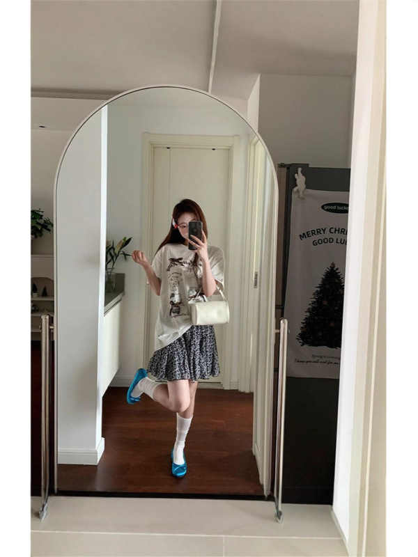 甜美黑色碎花半身裙子女夏季新款短 裙百搭短裙小个子|undefined