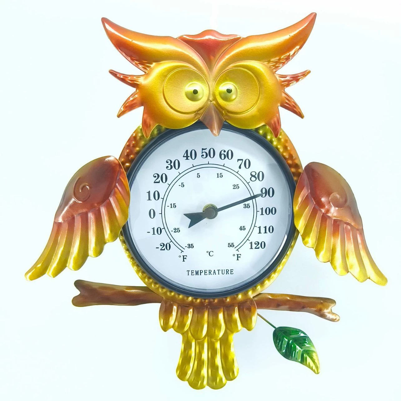 Металлический термометр Сова настенный металлический Железный Сова Солнечный садовый светильник украшение Сова настенный