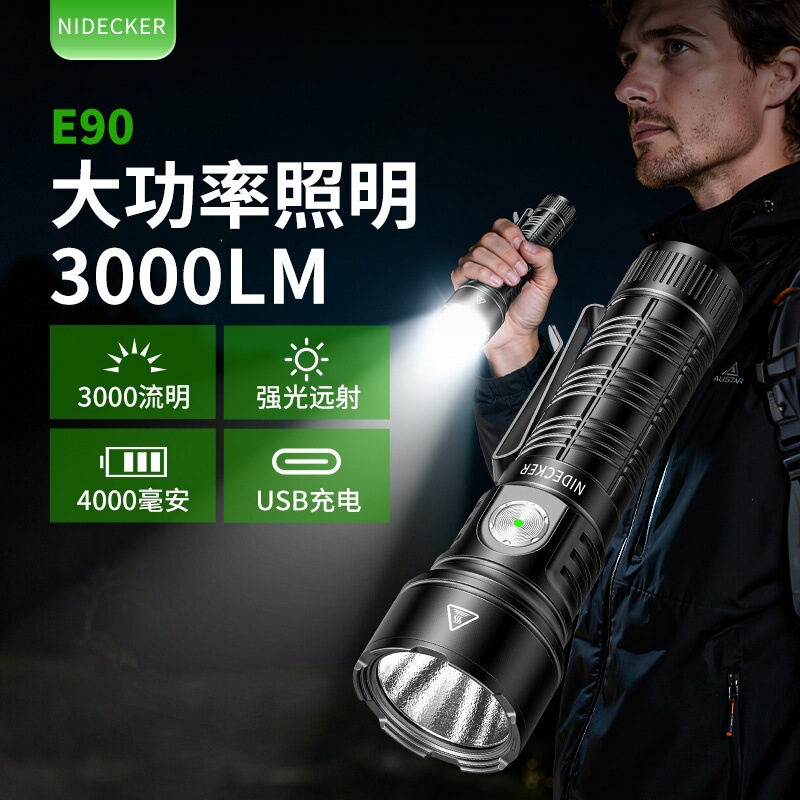 New aluminum alloy high-brightness flashlight with rechargeable design, clip attachment, life waterproof, portable and durable New aluminum alloy high-brightness flashlight with rechargeable design, clip attachment, life waterproof, portable and durable