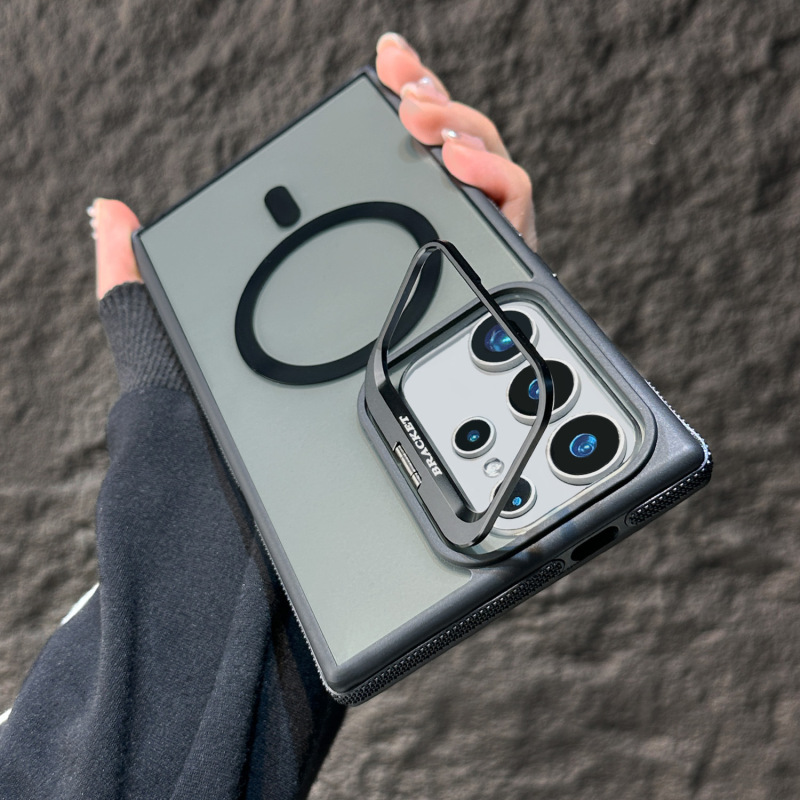 Cross-Border Applicable Samsung S26Ultra Magnetic Phone Case S25Plus Creative Lens Holder S24 Two-Color Anti-Fall