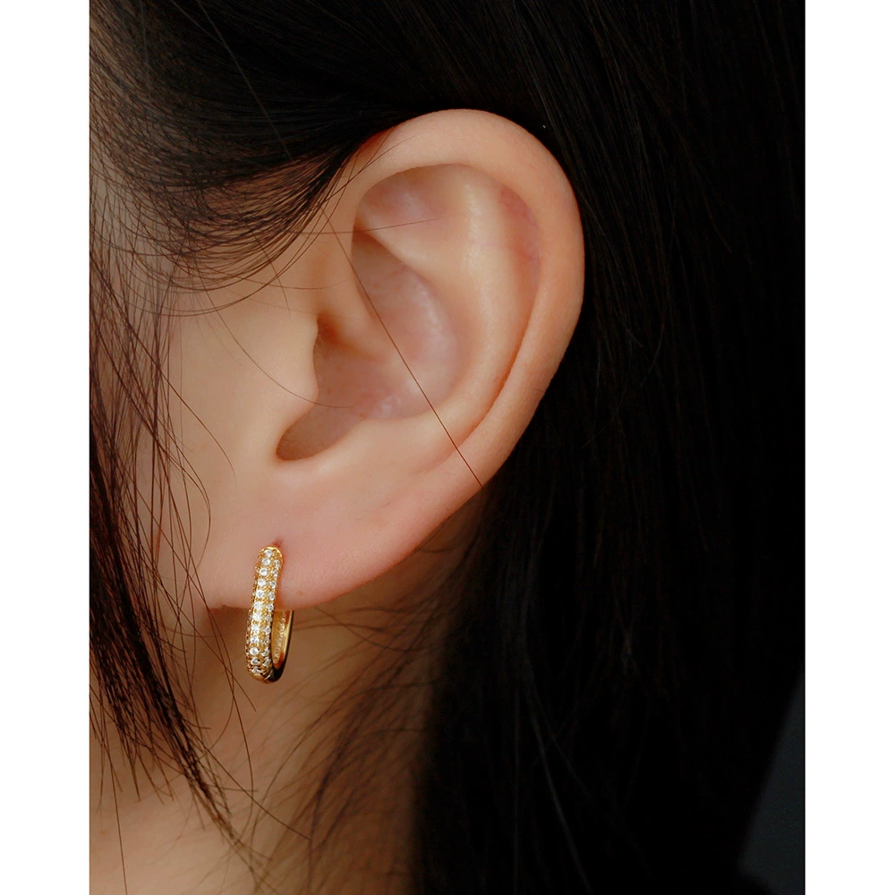 Earrings, shiny sophisticated universal zirconium, silver 925 sample, micro incrustation