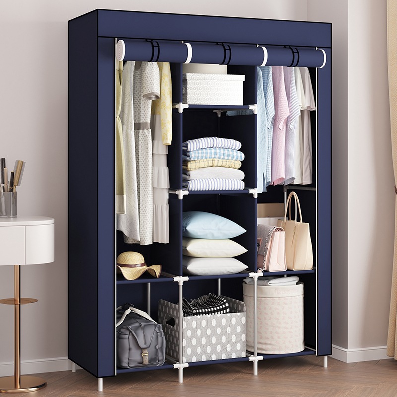 Armario simple no tejido almacenar ropa multicapa a prueba de polvo al por mayor comercio exterior combinación de montaje armario de tubo de hierro Amazon