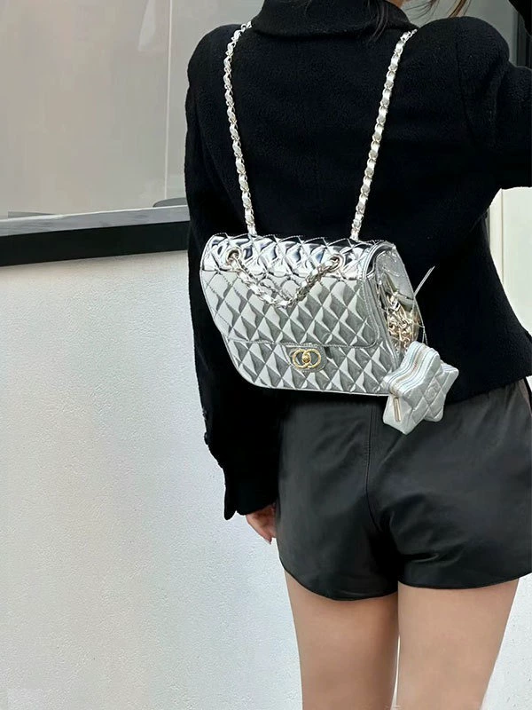Стильный рюкзак, сумка через плечо, маленькая цепочка, стиль Chanel, городской стиль, премиум, сумка-цепочка
