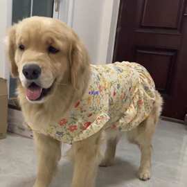 狗狗衣服碎花裙子夏季大型犬薄款透气宠物金毛拉布拉多可爱防掉毛