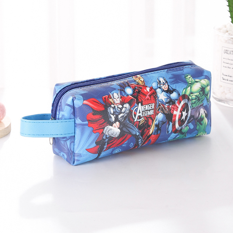 Bolsa de lápices con dibujos animados para niños, bolsa de papelería gruesa de doble capa, gran capacidad, para estudiantes, bolsa de almacenamiento