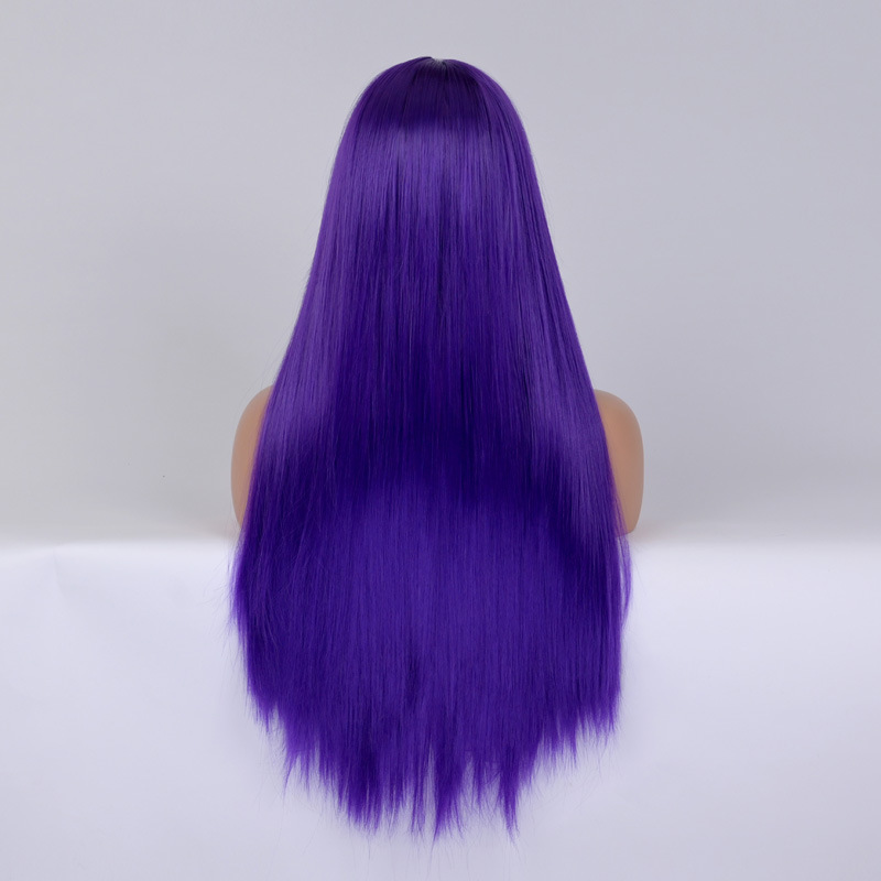 Synthetische Perücke, Halloween-Perücke, COS, farbiger Damen-Langknall, mittellanges Stirnband mit glattem Haar_voghion.com