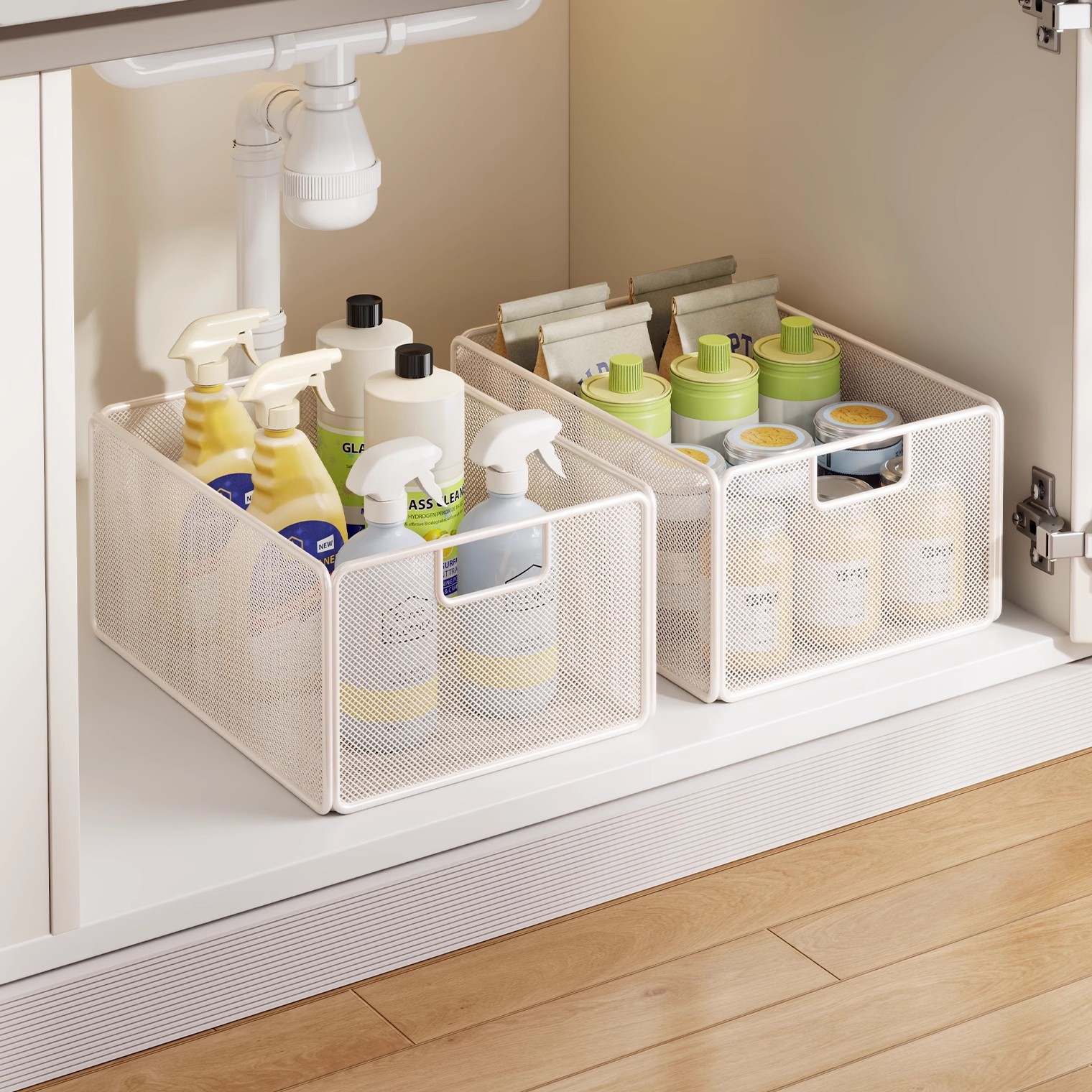 厨房下水槽置物架收纳篮家用柜子好物分区设计收纳橱柜台面调料筐