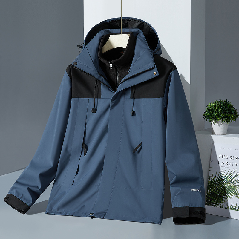 秋冬季三合一冲锋风衣户外夹克防护外套男女防水夹克情侣登山服|undefined
