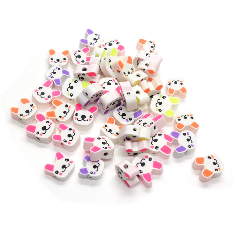 Cuentas de cerámica suave DIY, caras sonrientes, sueltas para pulseras y collares