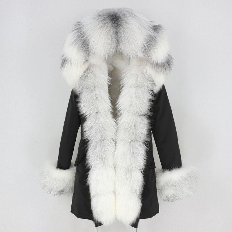Women's Clothing Winter Parka For Women With Detachable Fox Fur Collar Lining Fashionable Warm Ladies Mid Length Coat_voghion.com