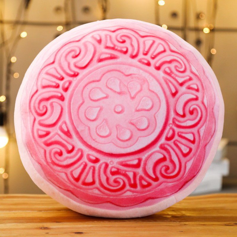 Festival del medio otoño regalo creativo simulación pastel de luna juguete de peluche almohada luminosa cinco núcleos carne seca seda pastel de luna cojín de la muñeca gratis