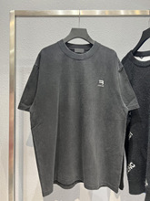 高版本B家胸前勾勾字母刺绣短袖巴黎欧洲站22新款潮牌OS宽松版T恤
