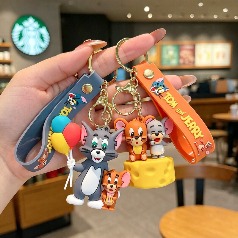 Cat and Mouse Cartoon Keychain Doll Keychain Couple Style Pendant Women's Bag Decoration Arcade Small Gift Cat and Mouse Cartoon Keychain Doll Keychain Couple Style Pendant Women's Bag Decoration Arcade Small Gift