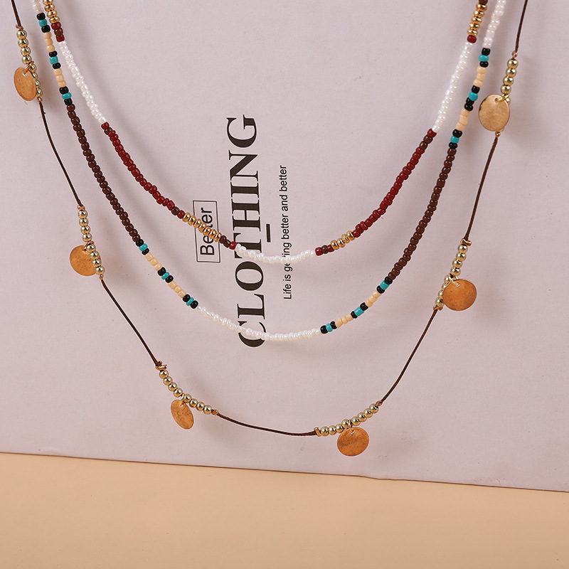 Casual Ethnic Style Geometric Alloy Seed Bead Beaded Layered Unisex Necklace display picture 4