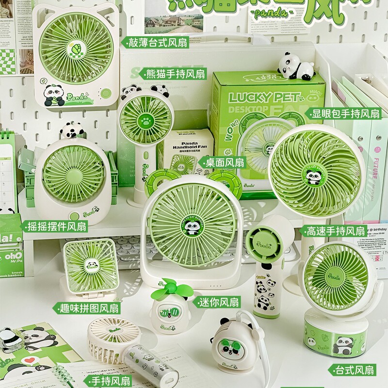 Household Hanging Neck Fan Summer New Low Noise Panda Desktop Fan Cooling Mini Handheld High Speed Fan