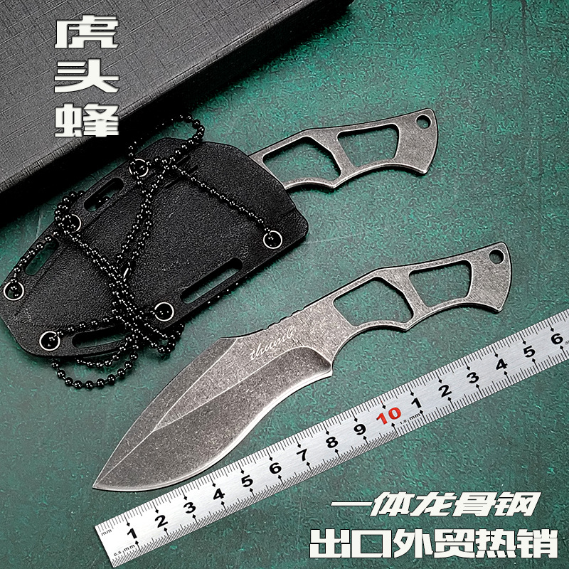 亚马逊热销高硬度一体钢户外直刀 迷你随身K鞘野外便携小刀水果刀