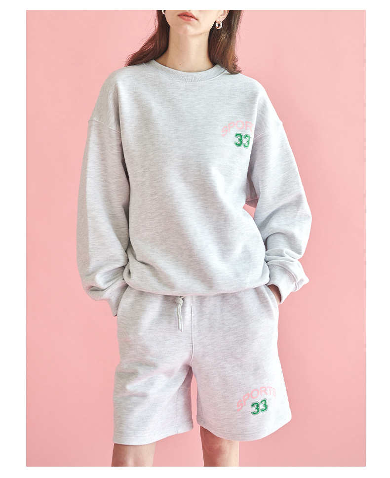 [Clearance Sale] 2025 Autumn Casual Sportswear Two-Piece Set: Printed Long-Sleeve Crew Neck Sweatshirt And Shorts_ecoleips.com