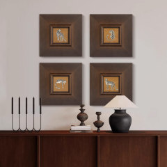 Modern high-end French retro Southern Ocean antique-style living room decoration painting, entranceway cabinet retro golden leopard hanging painting