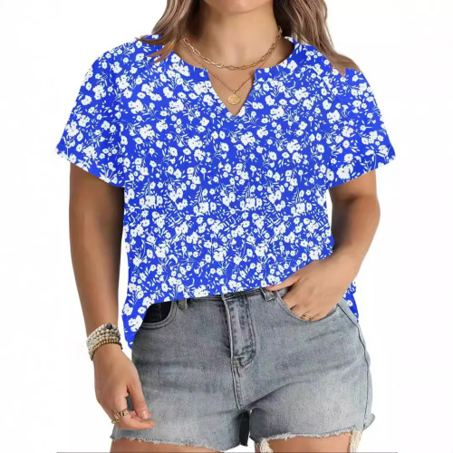 Summer Short Sleeve Western-style Printed Women's Plant Printed 3D T-shirt WB28