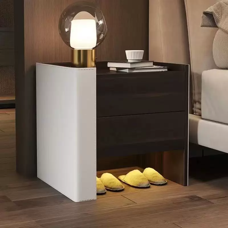 定制佛山家具实木床头柜简约现代轻奢床边储物柜极简意式马鞍跨境