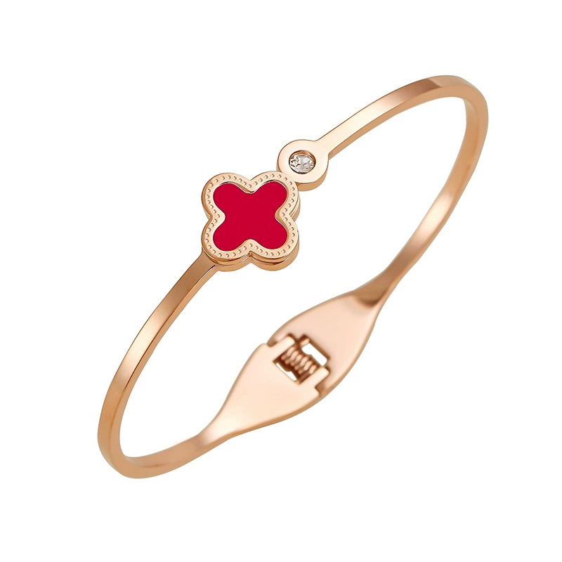 Гипоаллерген bracelet женское из нержавеющей стали, четырёхлистный клевер, оптом, (Торговля через границу), инфлюенсер