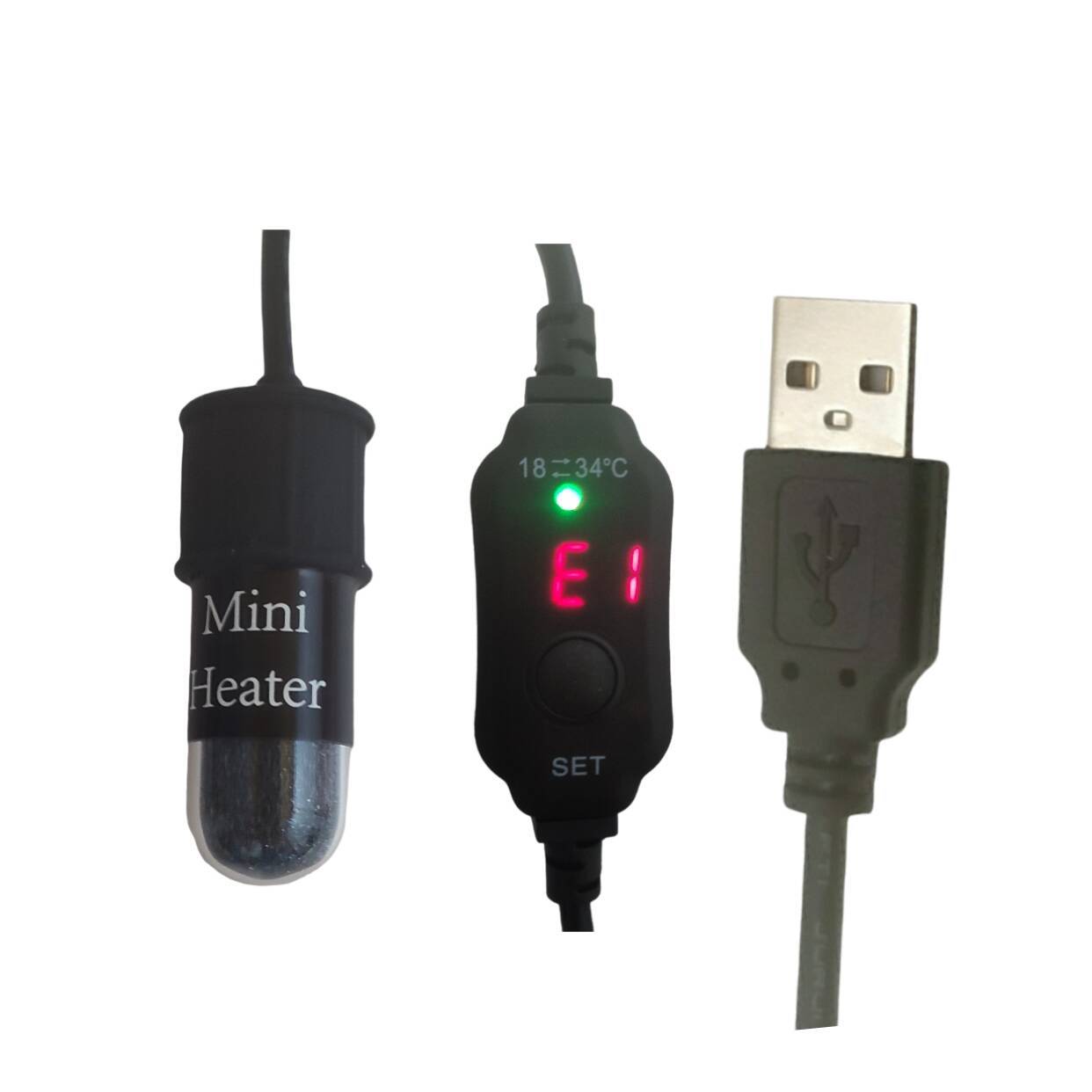 USB微缸加热棒数显小型15W安全电压超短电子调温石英管防爆