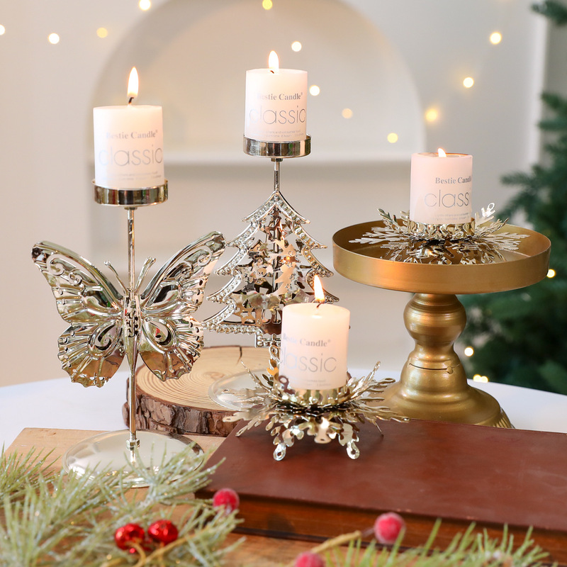 Christmas Candlestick Set Decorations, Golden Iron Candle Tray, Reindeer, Christmas Tree, Holiday Creative Tabletop Ornaments Christmas Candlestick Set Decorations, Golden Iron Candle Tray, Reindeer, Christmas Tree, Holiday Creative Tabletop Ornaments