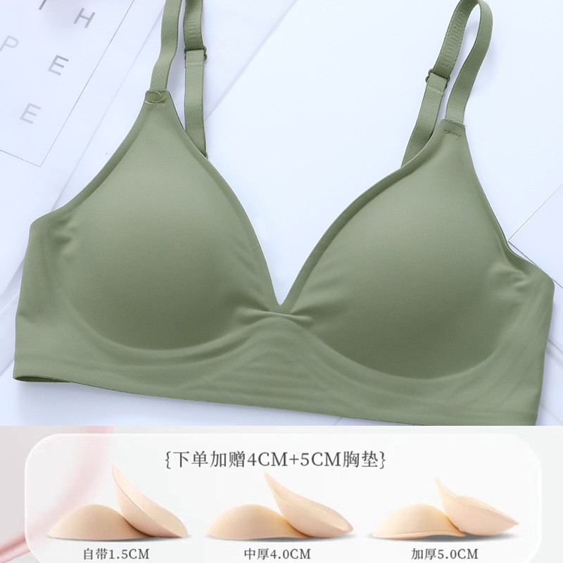 Sujetador de gelatina de soporte suave expandido 1.0 para mujer, sujetador inalámbrico sin costuras para bustos pequeños, sujetador push-up y engrosado.