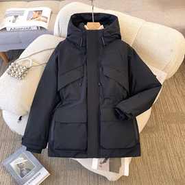 新款新品服女冬季新款晋江新品袄加厚保暖收腰连帽外套超好看新品