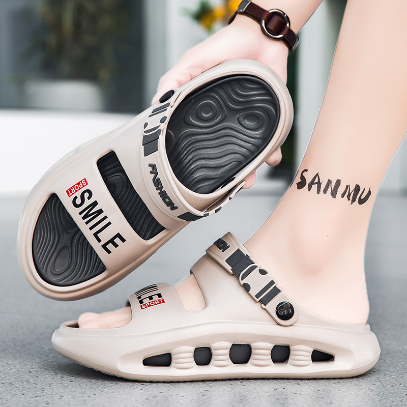 Zapatillas de hombre verano nuevo estilo EVA plataforma antideslizante pisando mierda sandalias de talla grande zapatos deportivos de playa de conducción de dos desgaste